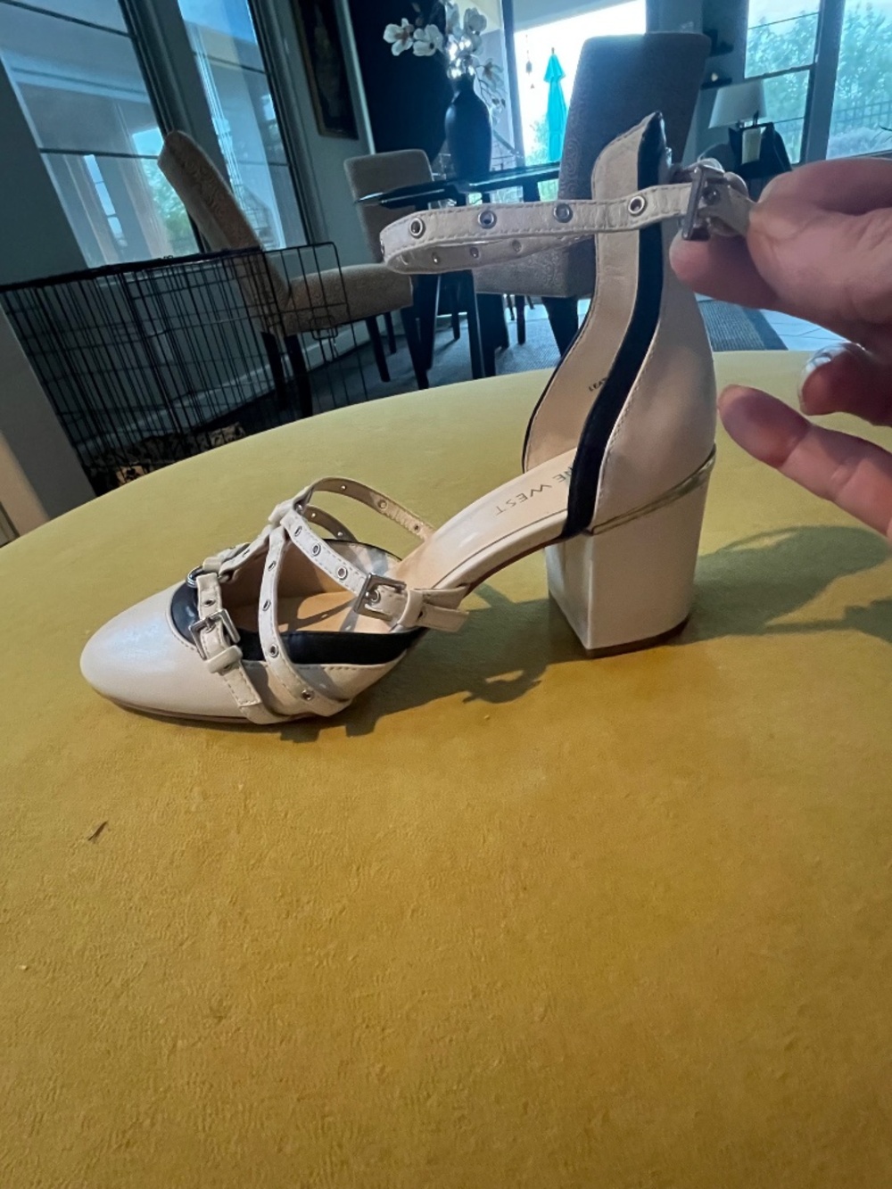 Nine West Studded Multi-Strap Block Heel Edgy Mary Janes Sz 7